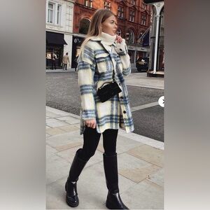 Fashion Nova Yellow and Blue Plaid Jacket